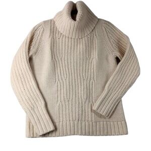 Banana Republic Sweater Womens Large White Cable Knit Turtleneck Pullover Chunky